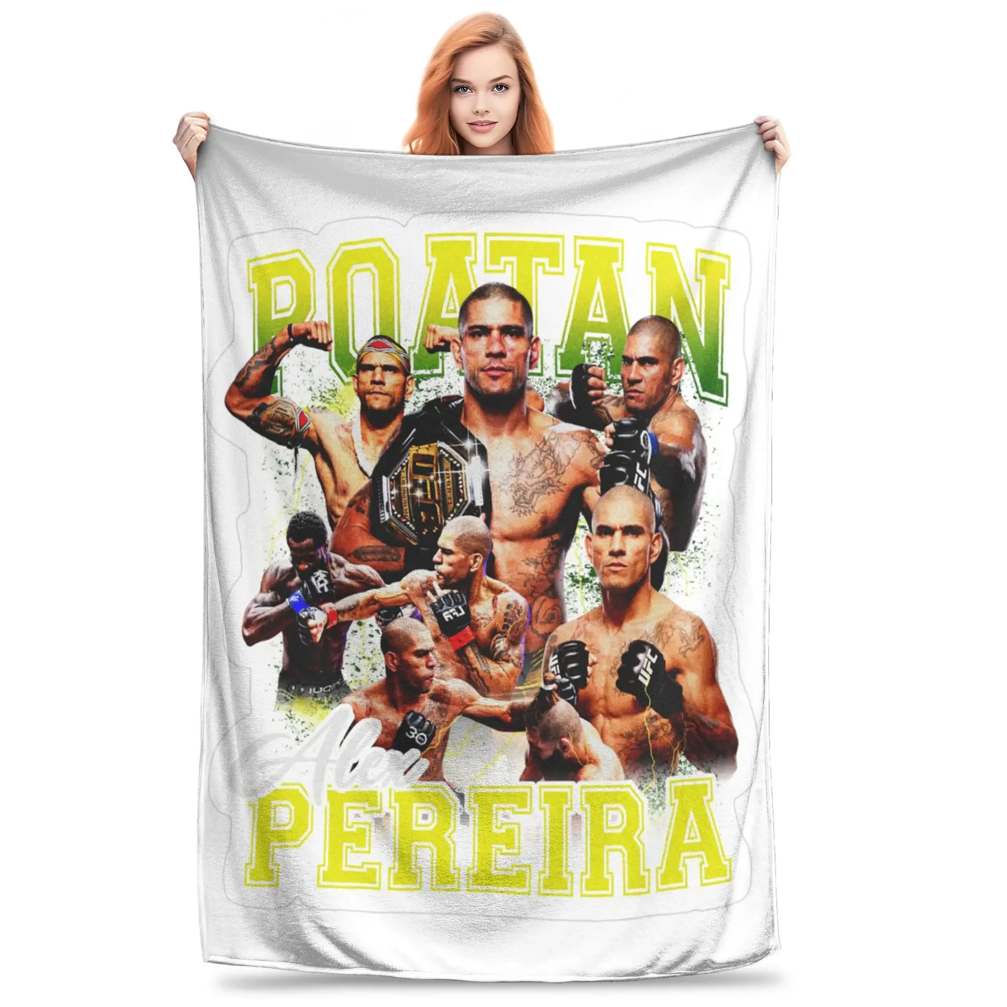 

Flannel Throw Blanket Alex Pereira Bootleg Fighter Boxing Warm Plush Blankets Soft Bedspread for Living room Home Picnic Couch