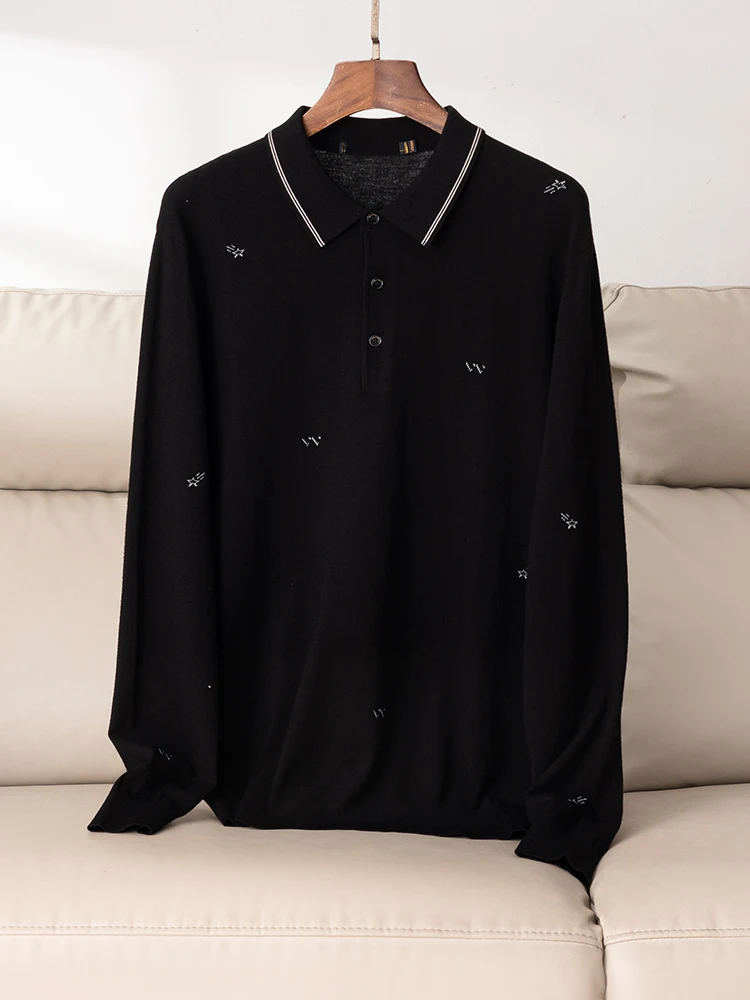 

Удобная повседневная трикотажная рубашка с длинным рукавом и воротником, модная и стильная, базовый слой одежды для папы, мужская одежда