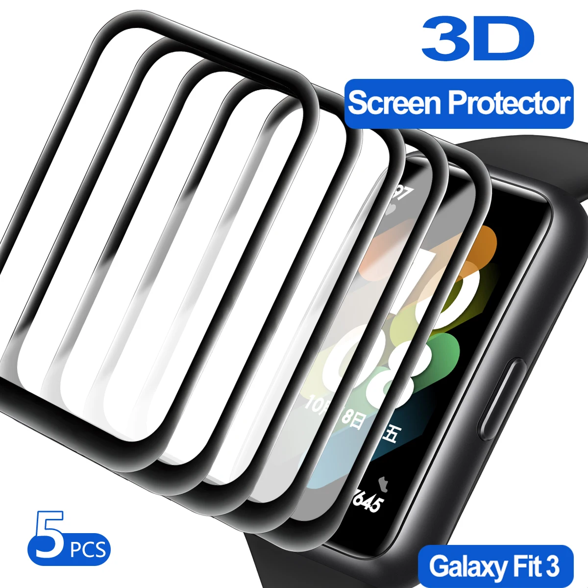 5D Protective Film for Samsung Galaxy Fit 3 Screen Protector Anti-scratch for Galaxy Fit3 Smartwatch Protector (Not Glass)