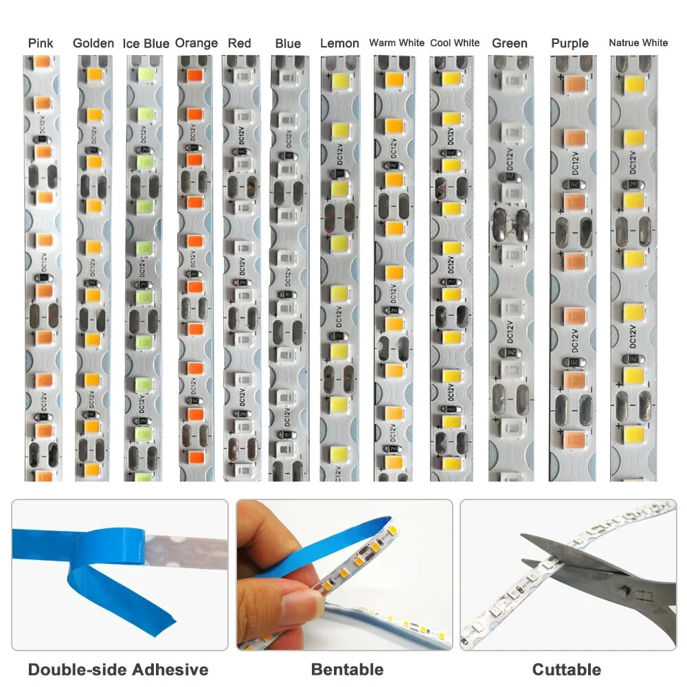 Imagem -03 - Fita Led para Faça Você Mesmo Flexível Dobrável Dobrável Fita Separado Silicone Neon dc 12v 2835 mm 120 Leds por m mm mm Largura