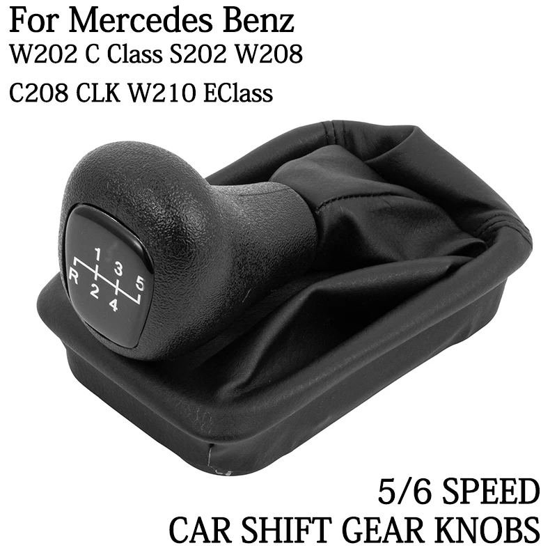 5/6 Speed Gear Shift Stick Knob Leather Boot Gearbox Handle Lever For Mercedes Benz W202 C 93-01 W208 CLK 97-03 W210 E 95-03