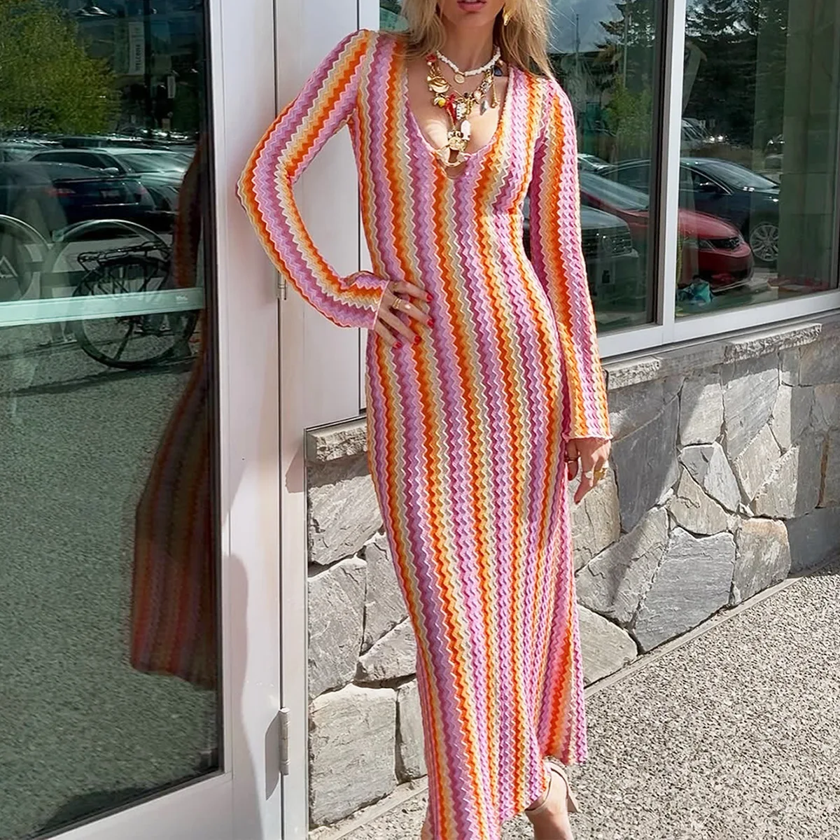 Women Deep V Neck K… - image