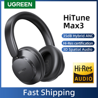 UGREEN HiTune Max3 Hybrid 35dB ANC Active Noise Cancelling Headphones Wireless Over Ear Bluetooth Earphones, 3D Spatial Audio