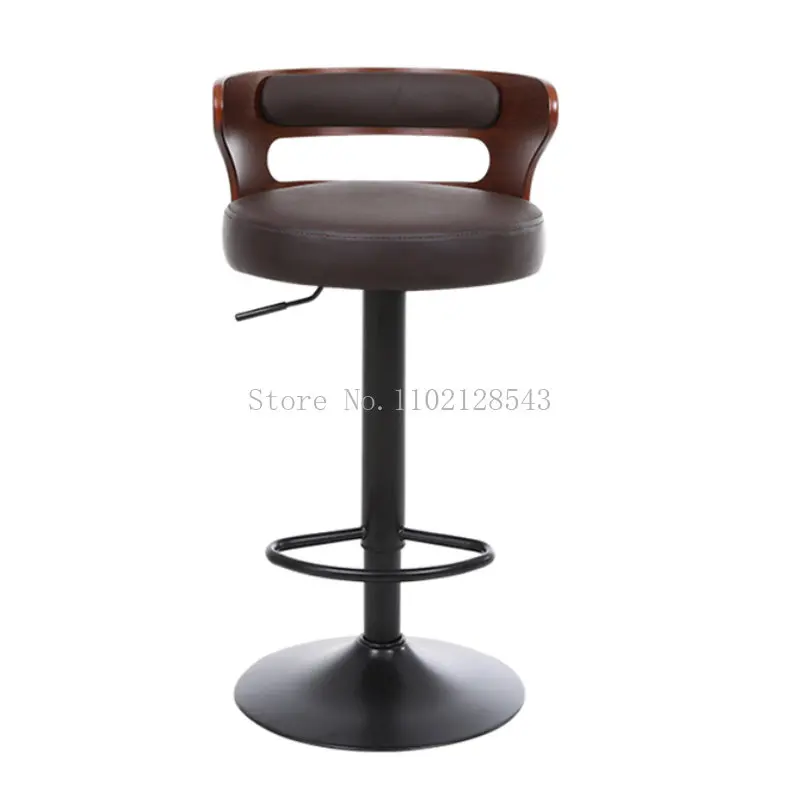 Leather Bar Chair Modern Kitchen Furniture Backrest High Bar Stool European Pub Rotating Lifting Barstool bancos para bar