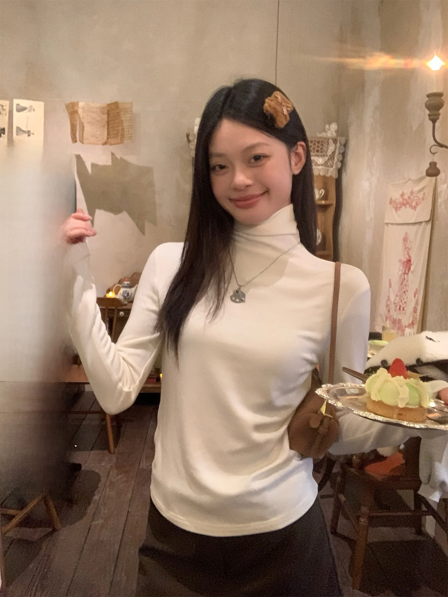 

Женская зимняя футболка с высоким воротником из немецкого бархата, двусторонняя, с начесом, приталенная, с длинным рукавом, базовая