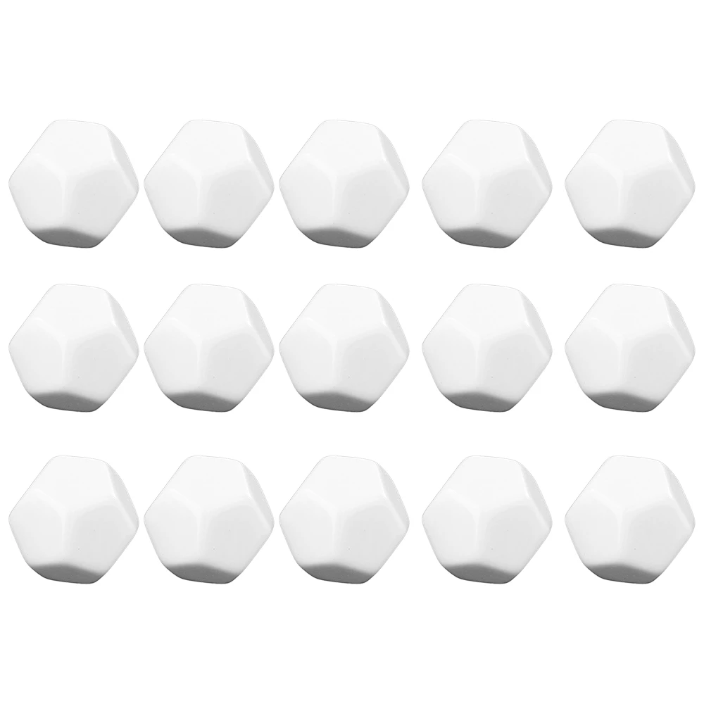 15 Pack 22MM Blank White Dice Set Acrylic Rounded D12 Dice Cubes for Game,Fun,DIY Sticker and Math Teaching