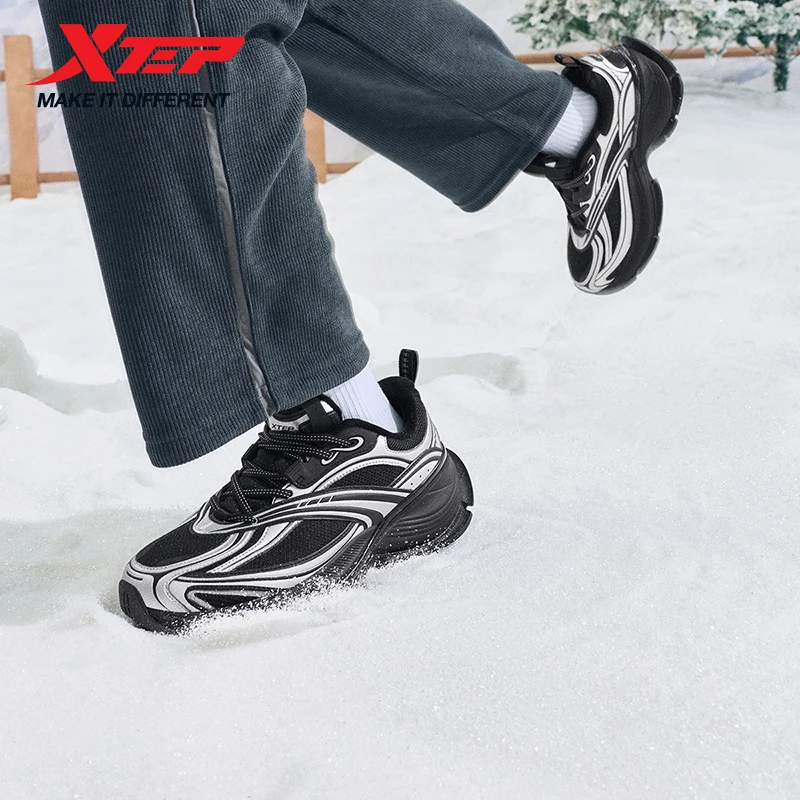 Xtep Basque 2.0 Male Cotton Shoes 2025 Winter New Version Rebound Soft Cushion Cozy Fuzz Support Walking Sneakers 875419370039