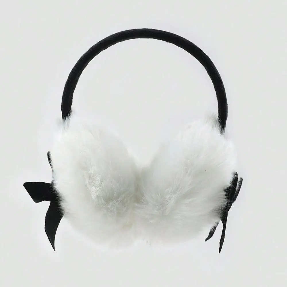 Cute Japanese Faux Fur Plush Earmuffs Soft Warm JK Sweet Y2k Bowknot Earmuffs Cycling Outdoor Winter Earflap Girl