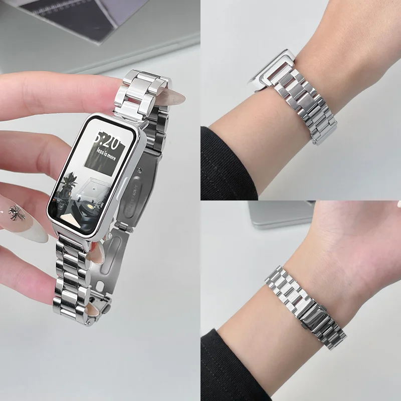 

8 styles Stainlss Steel Strap For Huawei Band 10/9/8 Watches For Women Men Huawei Band 10 9 Replacement With Watch Tool