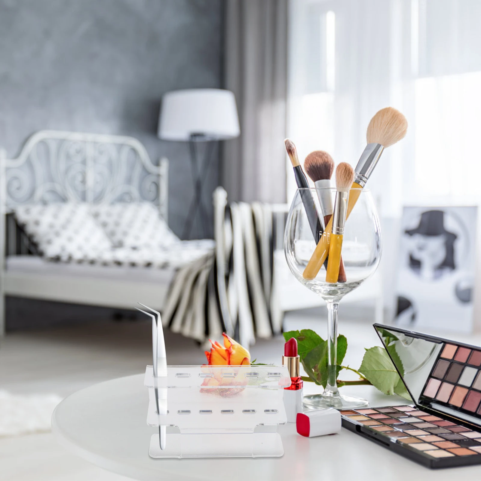 1 個ピンセットディスプレイホルダーアクリルスタンド耐久性のあるオーガナイザーまつげエクステンション用品用ピンセットラックディスプレイホルダー