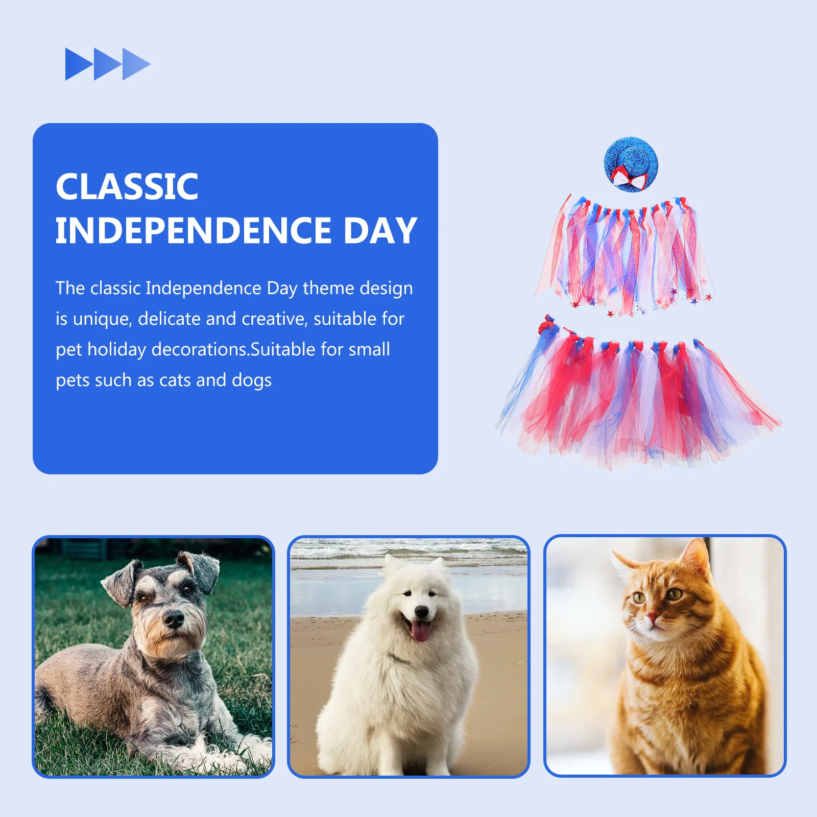 

Hat Dog Costumes Festival Dress Prop Independence Day Skirt Usa Flag Decorative Outfit Pet Holiday Accessories Stylish