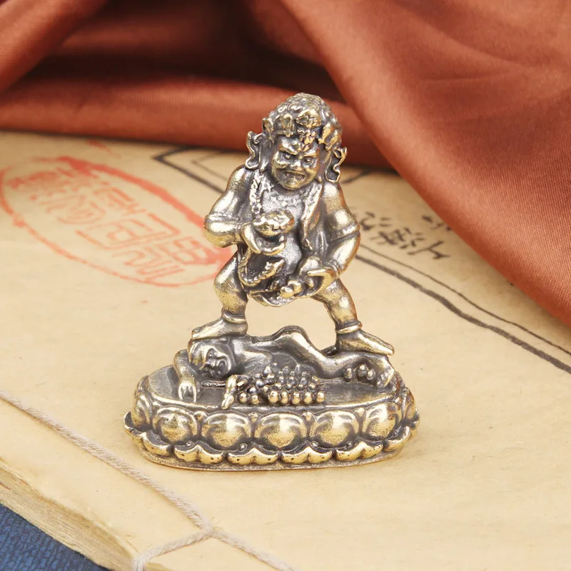 Vintage Brass Black Of Desktop Ornament Tibetan Buddha Statue Five-Way God Of Wealth Bronze Sculpture Craft Collectio