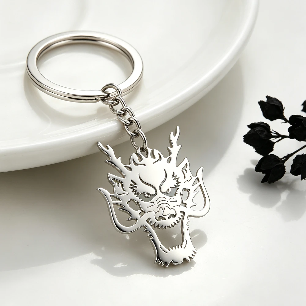 Stainless Steel Dragon Keychain Powerful Chinese Dragon Design Keyring for Women Men Backpack Bag Key Chain Accessory Gifts