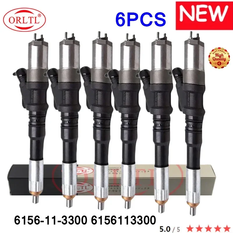 Genuine Fuel Injector 6156-11-3300 6156113300 For Isuzu D-Max 3.0L KOMATSU Engine FC450-7 SA60125E 6pcs