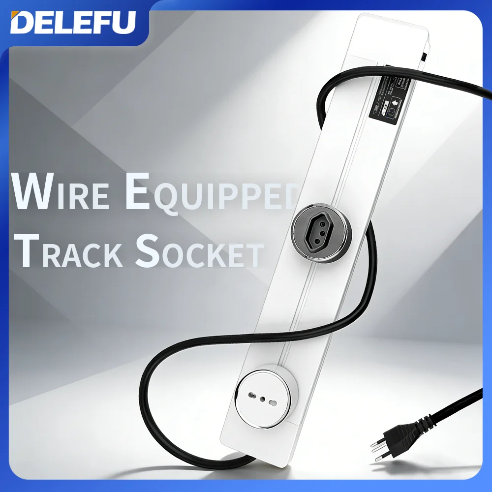 DELEFU Wire Equipped Track Socket Brazil Italy Chile USB-AC Removable Adapter Home Kitchen Meeting Electrical Outlet DIY