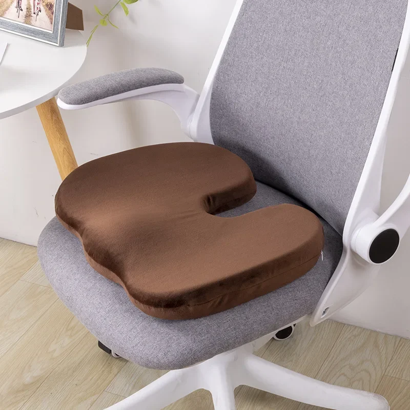 Memory Cotton U-shaped Seat Cushion Office Chair Plush Sedentary Thickened Breathable Chair Cushion