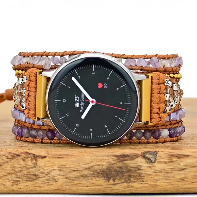 20mm 22mm Bohemian Natural Stone Watchband For Galaxy Watch 4 3 41 45mm s3 Bracelet Strap For Amazfit Bip GTS GT/2/2Pro/2e/GTR 2