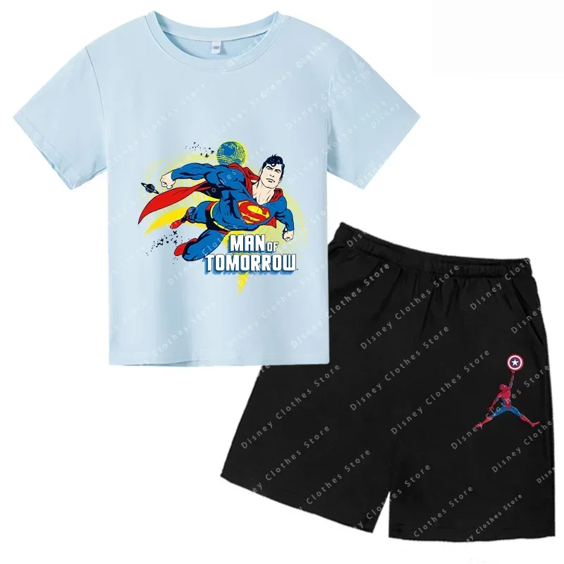 2024 Summer Kids Clothing Set Short Sleeve T-shirt Shorts Kids Boys Girls Pajamas Cartoon Spider-Man Kids T-shirt Set