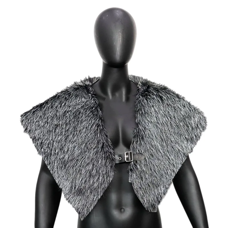 

Unisex Fur Cape Men Medieval Faux Fur Collar Warrior Shoulder Cape Halloween Costume Fur Shoulder Shawl for Renaissance Cosplay