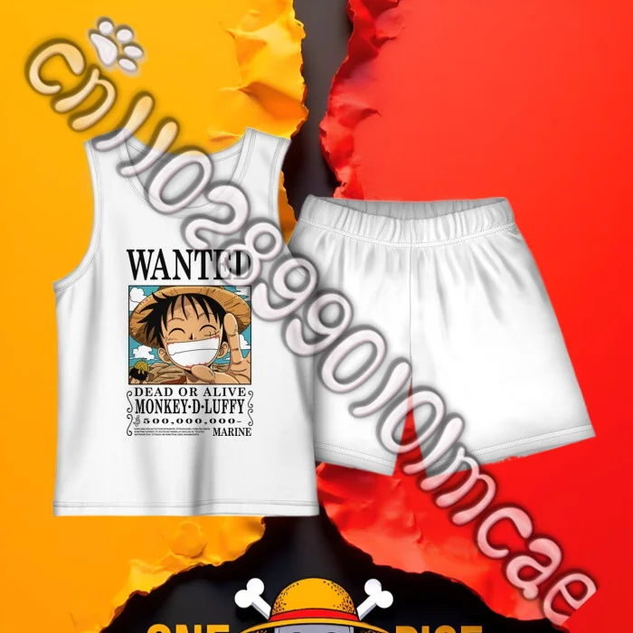 New 25/26 Latest Explosive Tank Top Set Anime One Piece Adult Children's Sleeveless Top Tank Top Shorts Simple Fashion