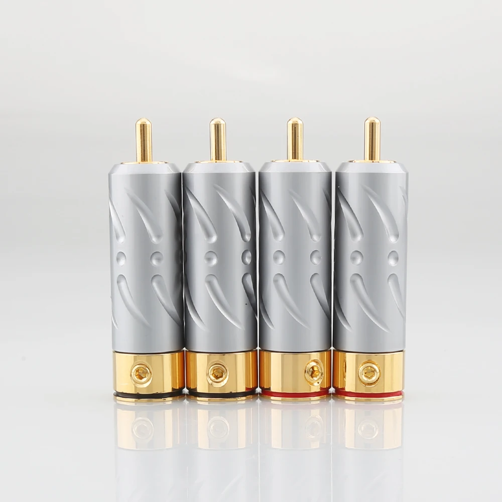 

4pcs High Quality VR109G Pure Copper Gold Plated RCA Plug Connector hifi Audio RCA Plug connector audiophile cable Plug