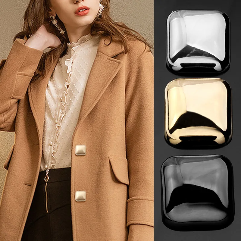 6PCS High-grade Metal Square Coat Jumper Jacket Suit Buttons Hundred Take Cardigan Tops Female Clothes Large Buttons