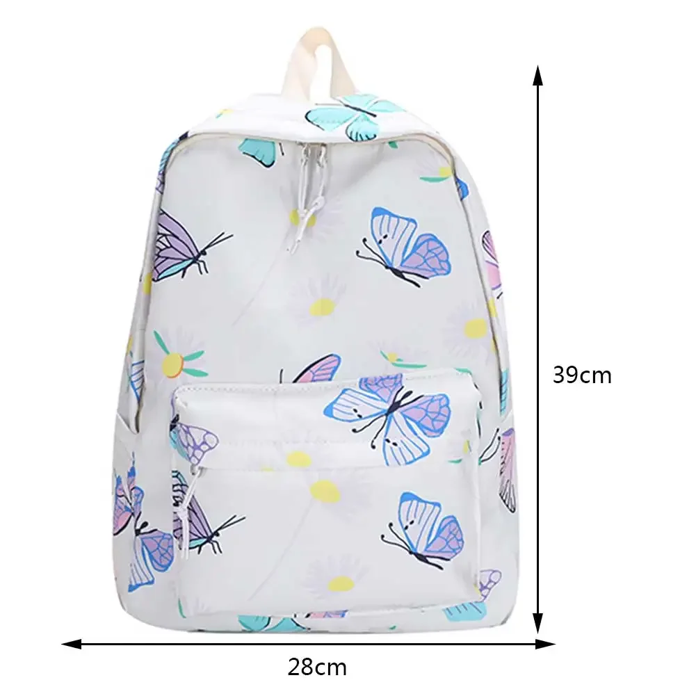 Nylon School Backpack Butterfly Teens School Bag for Girls Backpack Women Bookbags Student Schoolbag Large Black Cute Bagpack