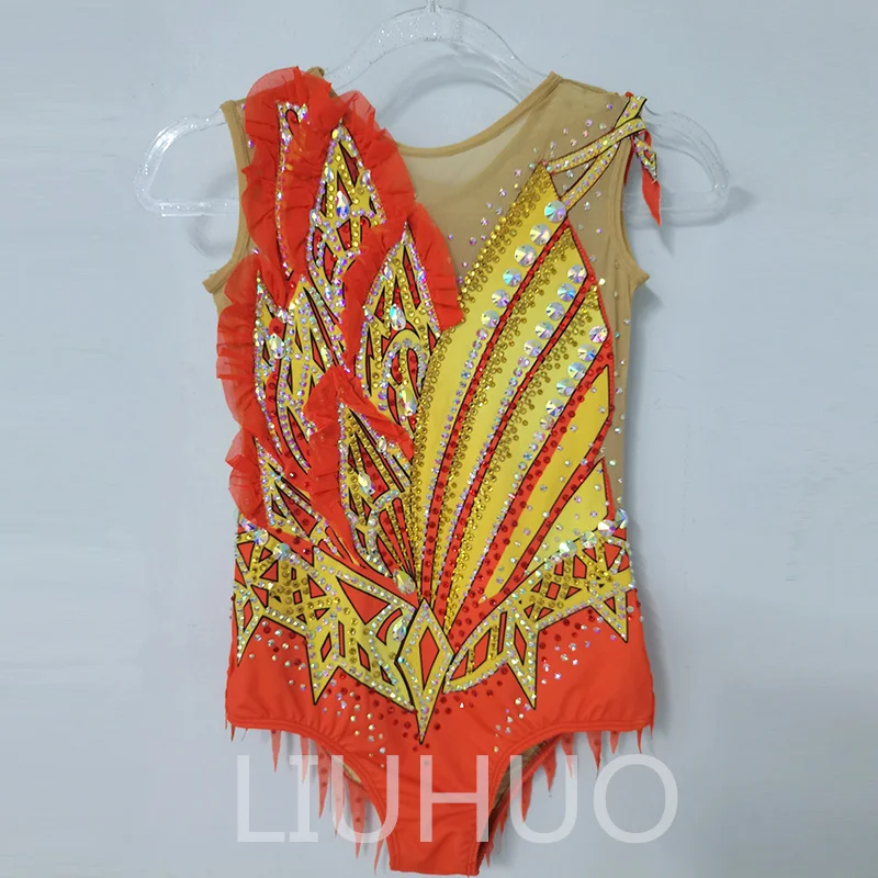 

LIUHUO Rhythmic Gymnastics Leotard Competitive Gymnastics Performance Clothing For Girls Red