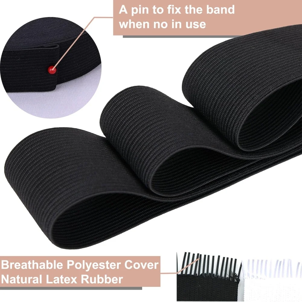 Elastic Band for Sewing 10-50mm Wide 5 Yards, Durable & Soft High Elasticity Stretch Elastic Bands Cord for Sewing, Black/White