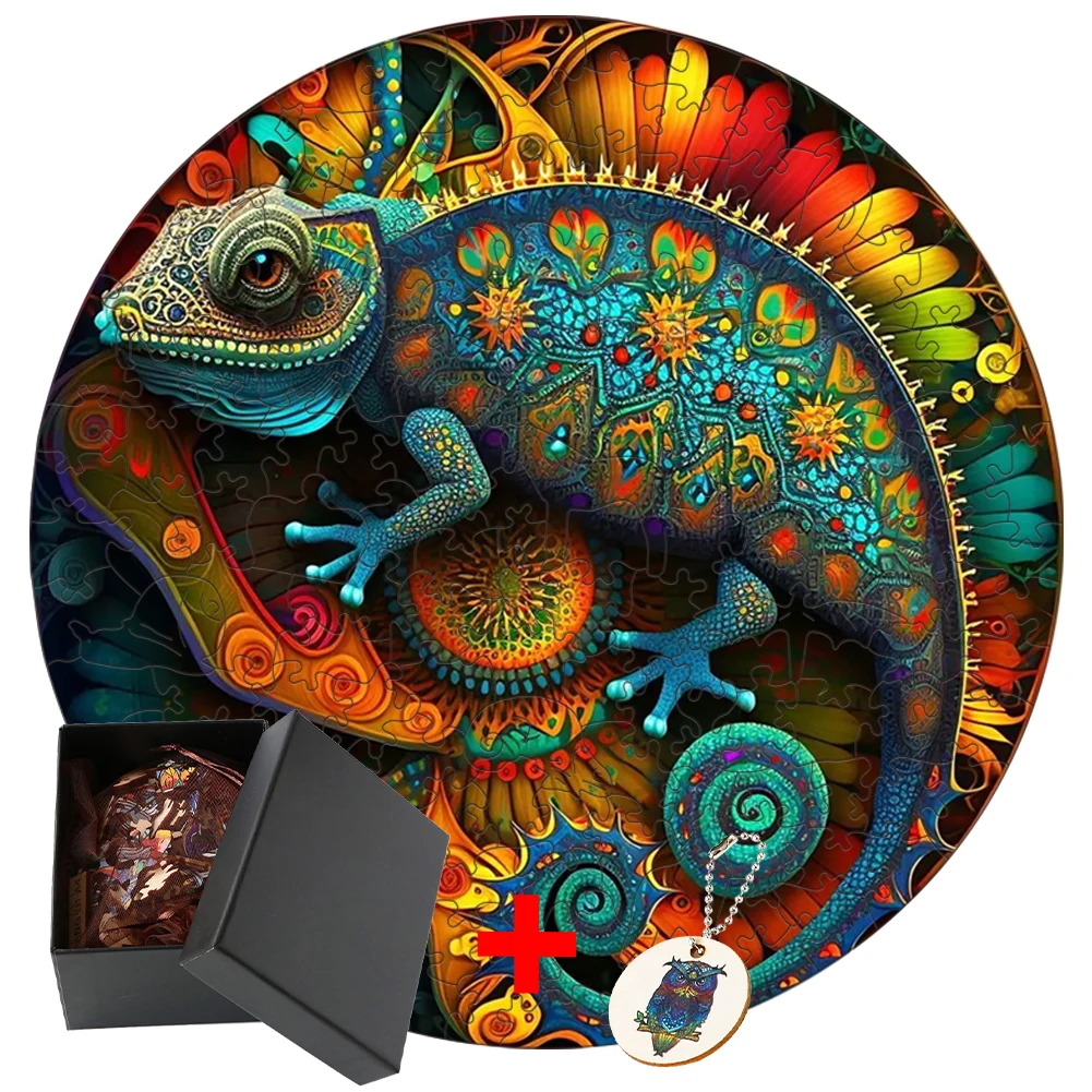 

Chameleon Games Wooden Puzzles Assembling Model Kit Brain Teaser Learning Education DIY Crafts 3d Puzzle for Kids Toy Montessori