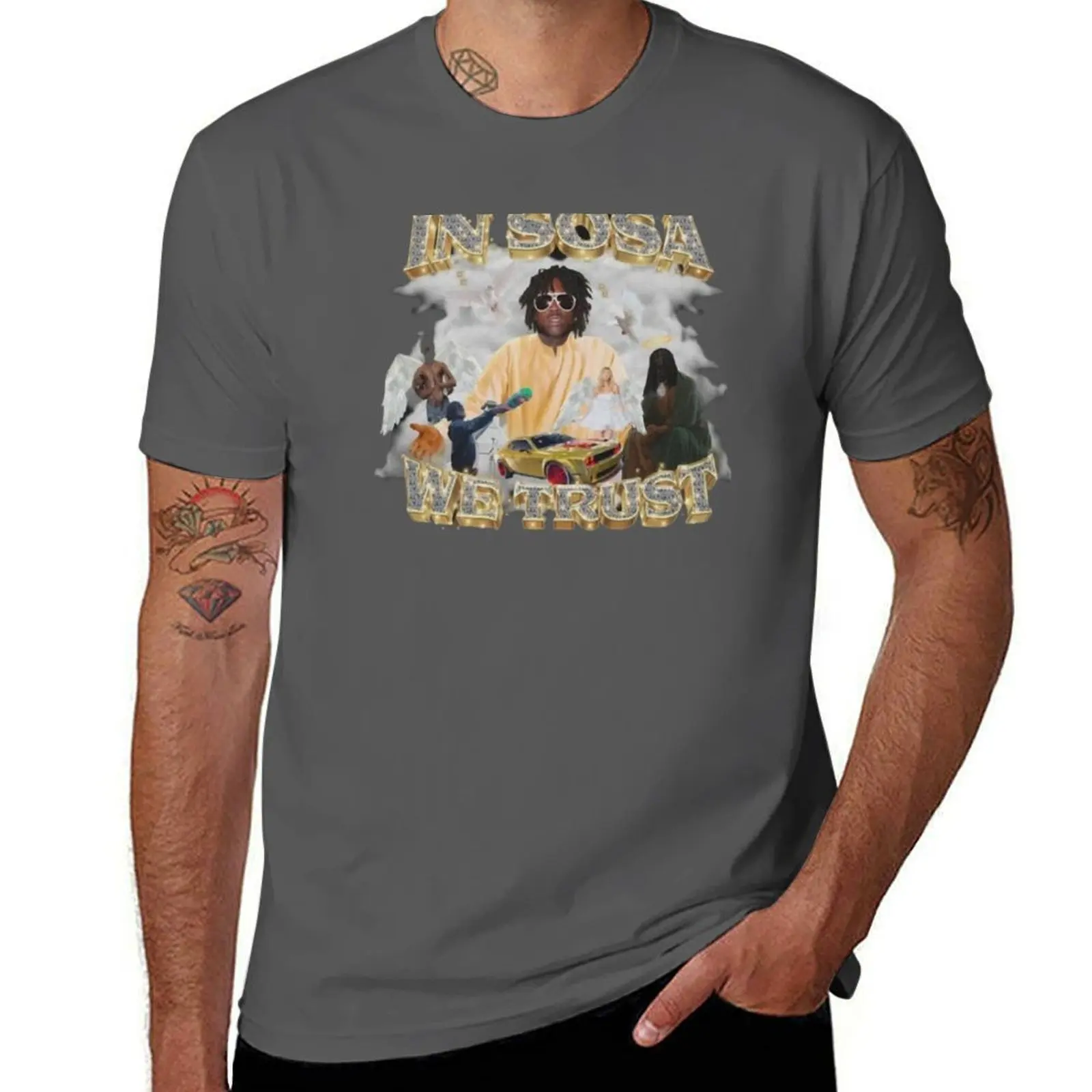 

in sosa we trust chief keef T-Shirt Stylish Print Short Sleeve Tee