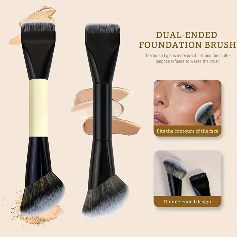 Dubbelzijdige zwarte make-upborstels Professionele multifunctionele foundation Blush Beeldhouwen vloeibare crèmepoeder cosmetische hulpmiddelen
