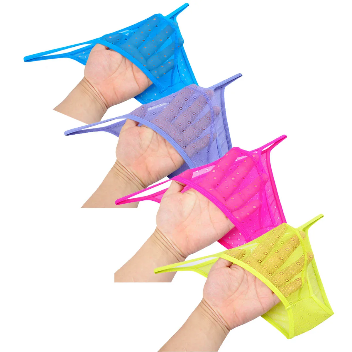 

Men's Bikini Sheer Mesh String Briefs Open Sides See-through Underwear Enhancing Pouch Transparent Ultrathin Beach Micro Trunks