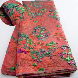 Red African Jacquard Lace Fabric High Quality 2025 Damask French Nigerian Brocade Lace Fabric Elegant Dress for Women A4061
