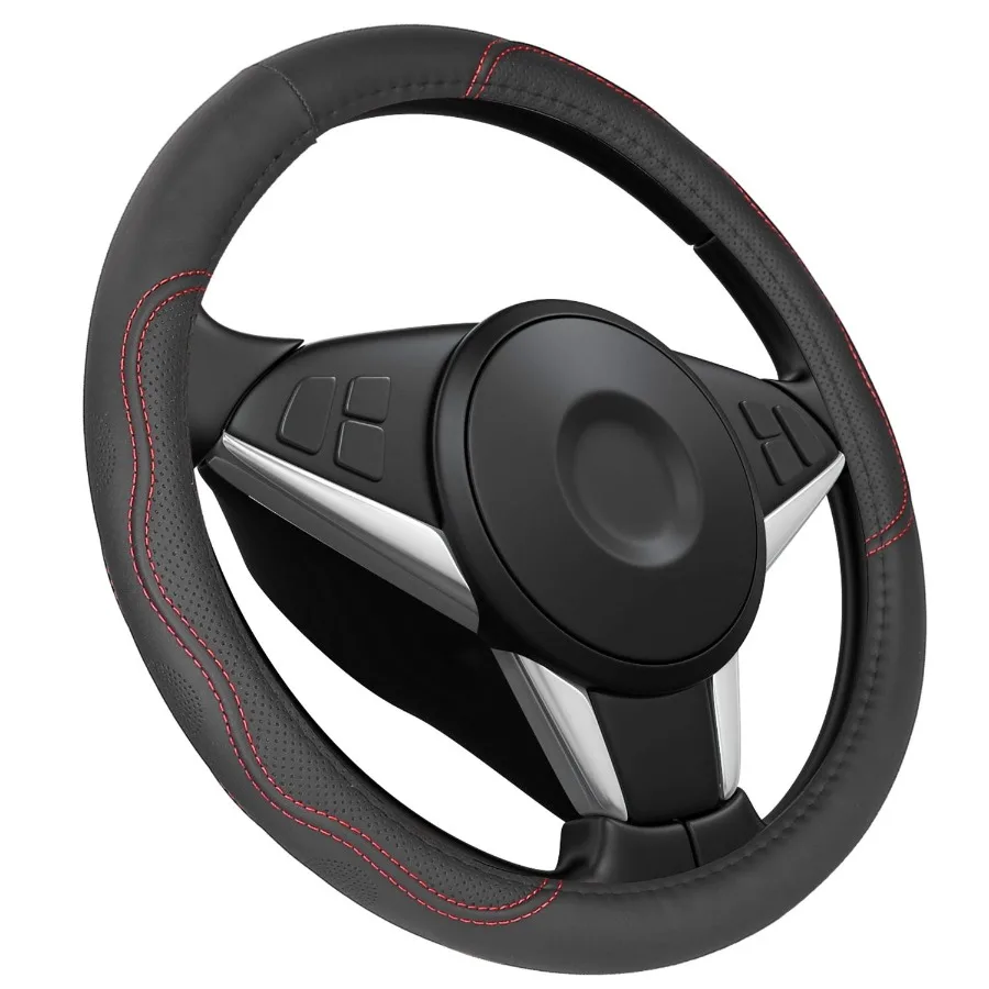 

Steering Wheel Cover 14.5in15in Diameter Universal Fiber Leather Car Steering Wheel Protector
