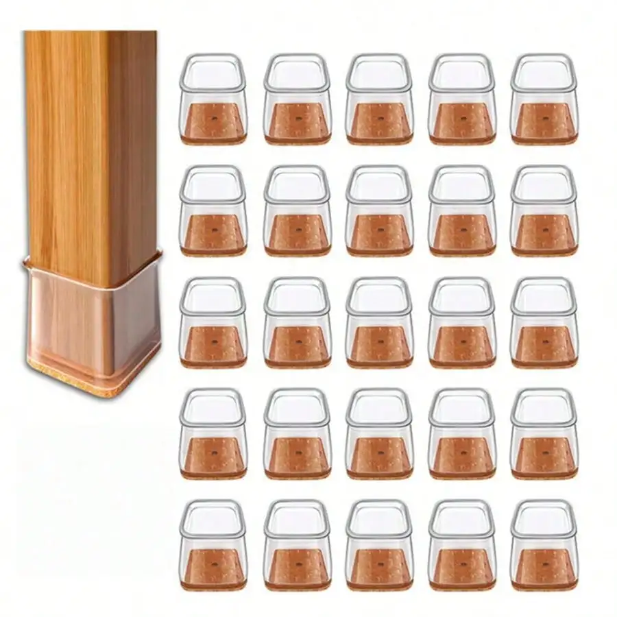 12 pcs Square Silicone Chair Leg Floor Protectors, Furniture Feet Sleeve Caps, Anti-Scratch Noise Reduction Furniture Pads, Protect Hardwood Floors & Table Legs for Dining Room Hotel Cafe