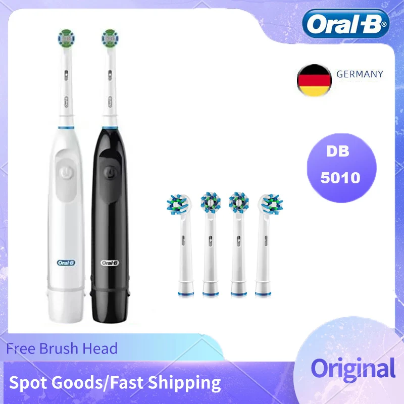 

Oral B Electric Toothbrush DB5010 Battery Powered 9600 Rpm Cross Action Cleaning Teeth Tooth Brush with 4pcs Brush Heads