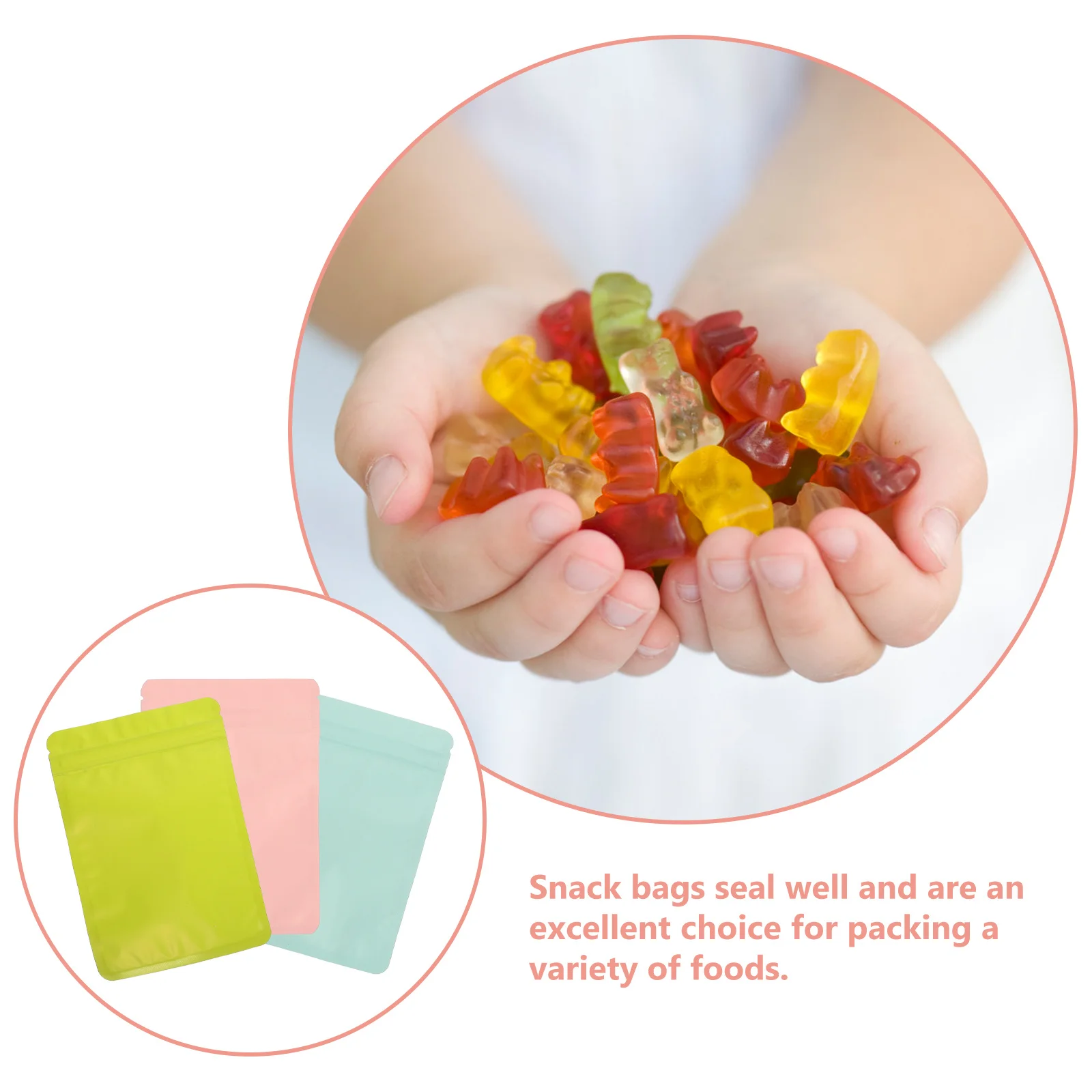 

150Pcs Plastic Snack Seal Bags Reusable Food Packaging Pouches for Candy Cookies Nuts Storage Seal Bags Food Bag