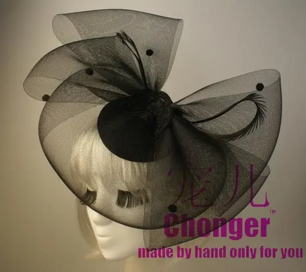 Black Oversized Bow Headdress Handmade Double Layer Racket Hair Styling Party Gathering