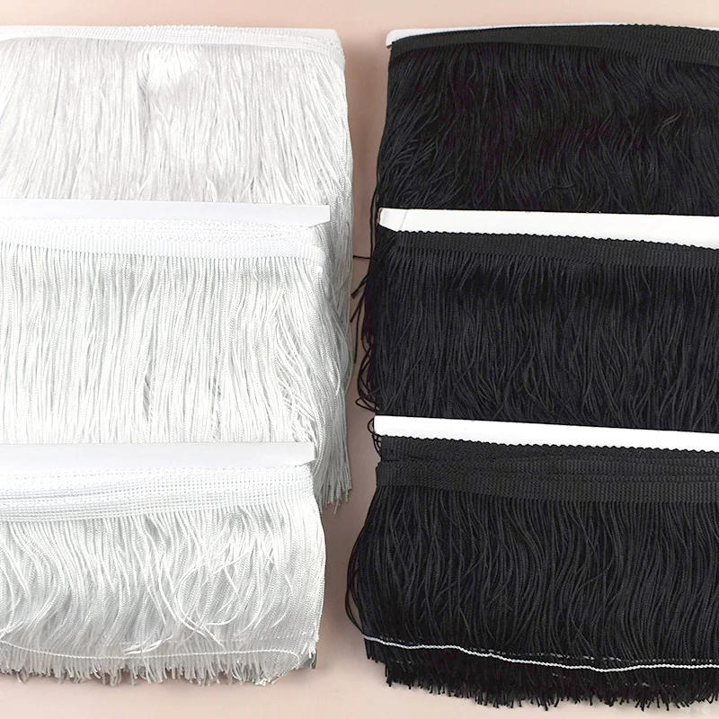 

2/5Yards 10/15/20/30/50cm Blace/White Tassel Fringes Lace Trim Clothes Bag Fringe Ribbon Dress Curtain DIY Sewing Tassels
