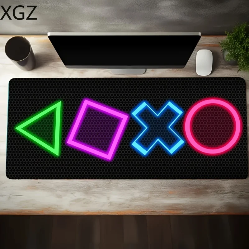 New 90X40cm neon geometric pattern mouse pad large desk mat non-slip and washable suitable for gamers office and home use