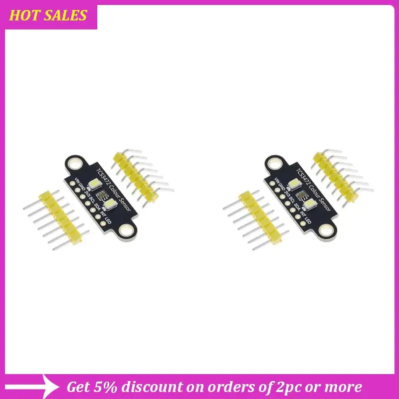 2X TCS34725 Color Sensor TCS3472 RGB Sensor Recognition Module RGB Development Board IIC For Arduino STM32,Double Hole,Requisite