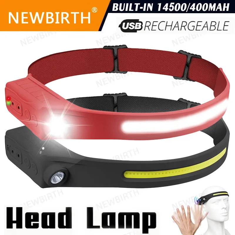 Rechargeable  Sensor LED Headlamp + Outdoor Floodlight, 5 Modes Induction Emergency Headlamp for Fishing Camping Working Running
