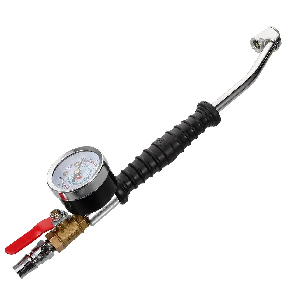 

Heavy Duty Truck Tire Inflator Gauge Extended Nozzle Bent Tube Inflation High Precision Pressure Measurement Durable
