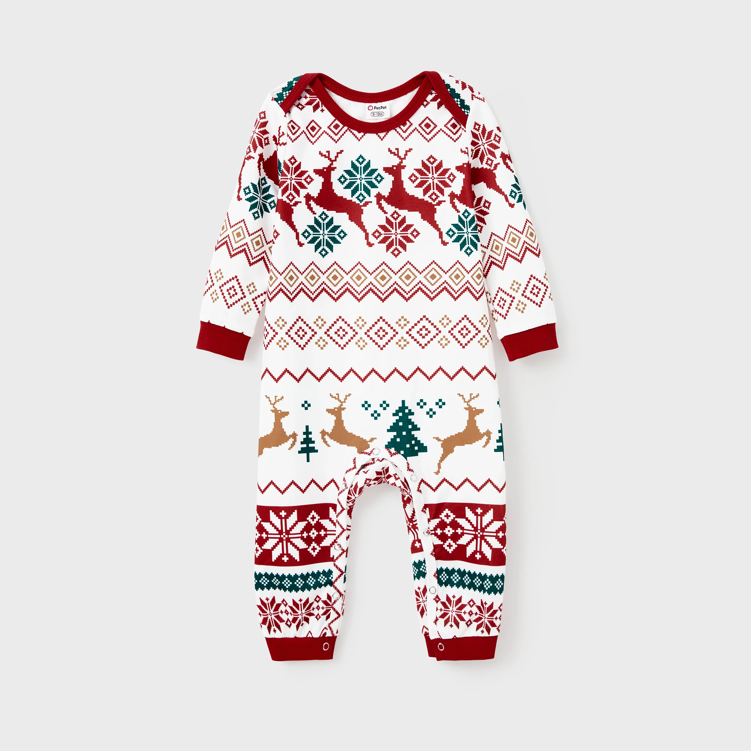 PatPat Christmas Sweatshirt Allover Pattern Reindeer Outfits Matching for Family