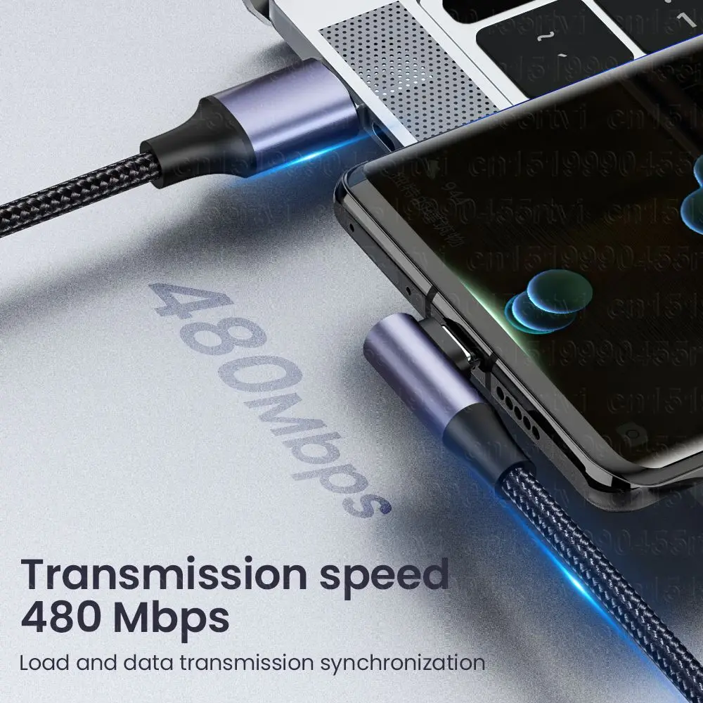 4.0 Right Angle Wire 90 Degree Data Cable 100W PD Fast Charging Line USB A To USB Type C Cable for Laptop Mobile Phone