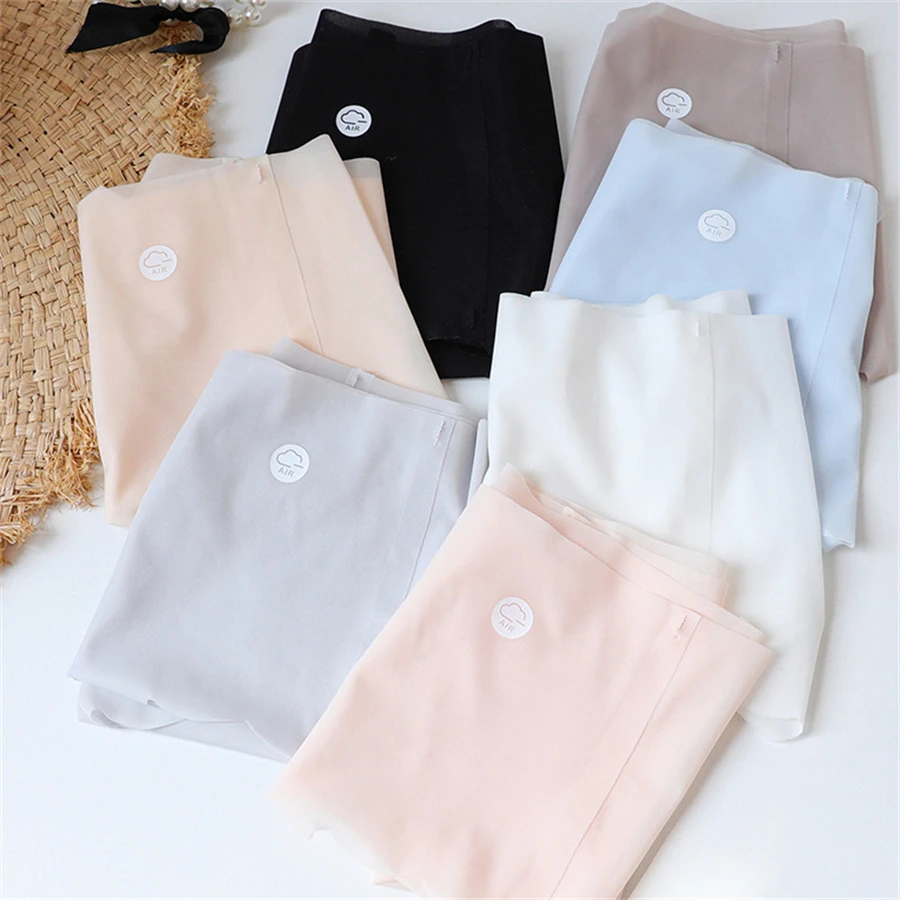 4 قطعة الحرير الجليد سلس الملابس الداخلية رقيقة جدا النساء سراويل مثير شفافة تمتد ملخصات منتصف الخصر مريحة الغيوم الملابس الداخلية