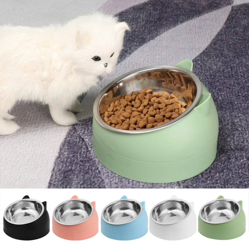 New Stainless Steel Pet Supplies Puppy Feeder Water Food Dish Feeding Bowl Protect The Cervical Spine Pet Dog Cat