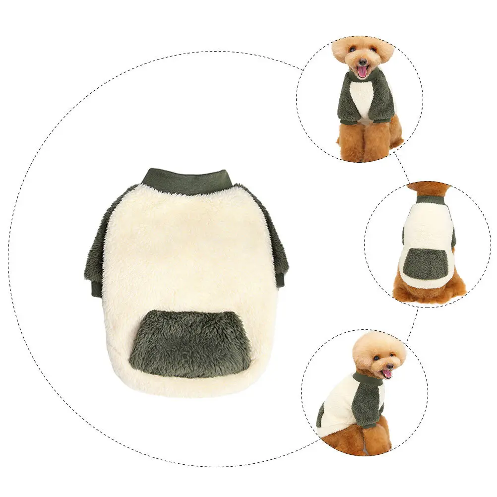 

Coat Warm Dog Clothes Pet for Lattice Polar Fleece Winter Puppy Dark Green Sweater