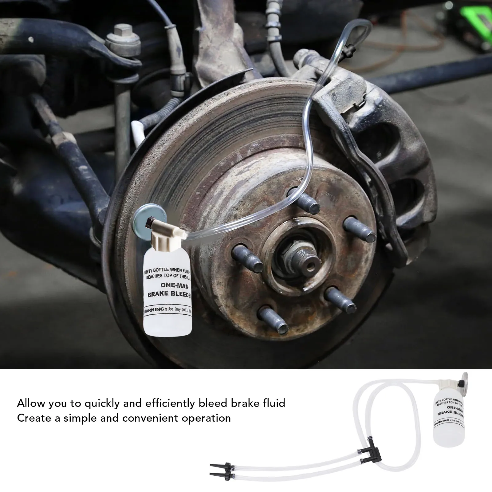 

One Man Brake Bleeder Kit Rubber Brake Bleeder Bottle with Transparent Tube and Connector for Car Brake Bleeding Fluid Bottle